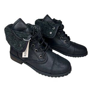 Seychelles Womens Black Faux Fur Lined Combat Boots Size 8W